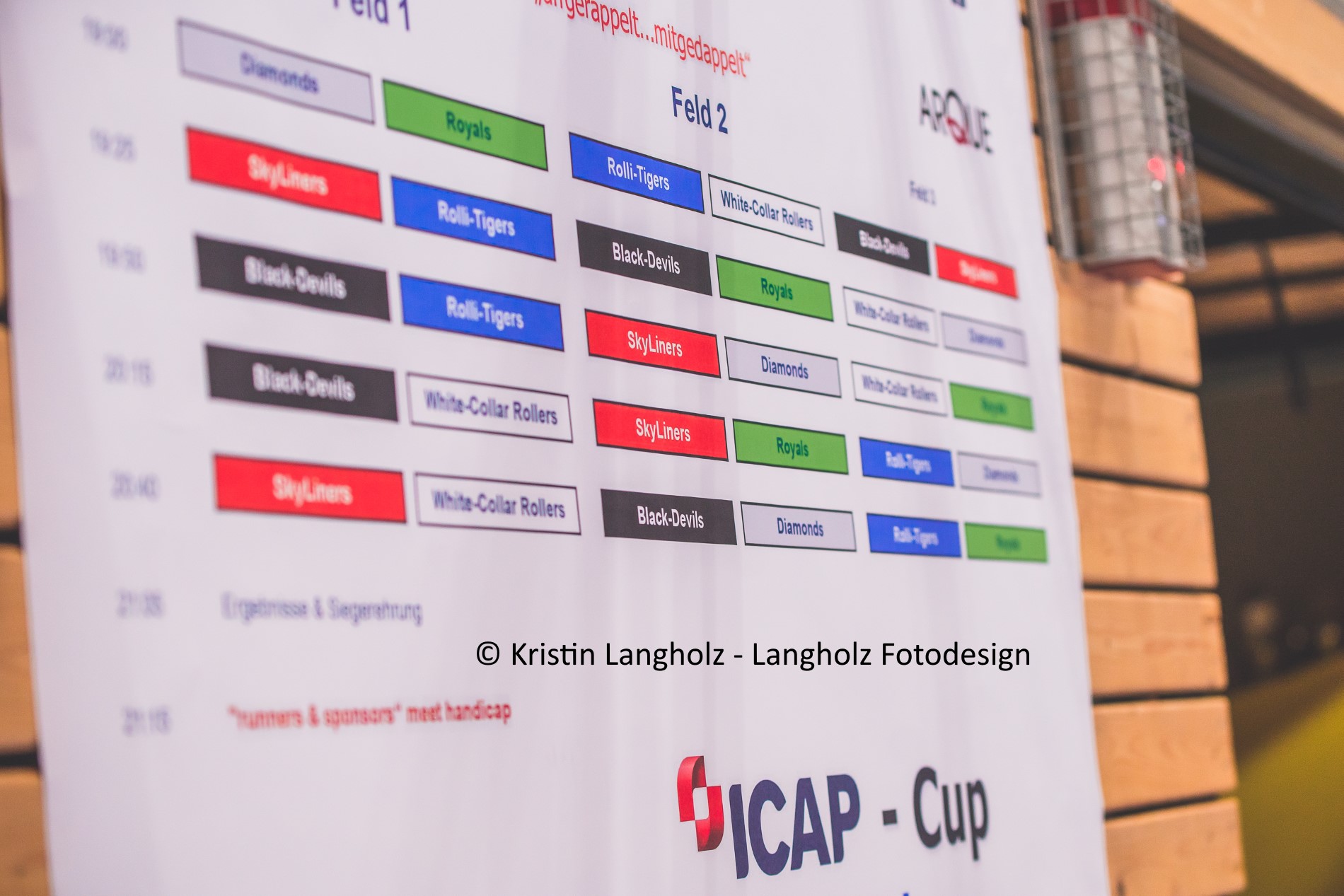 ICAP-Cup Plakat der Spielansetzungen Photo: Kristin Langholz