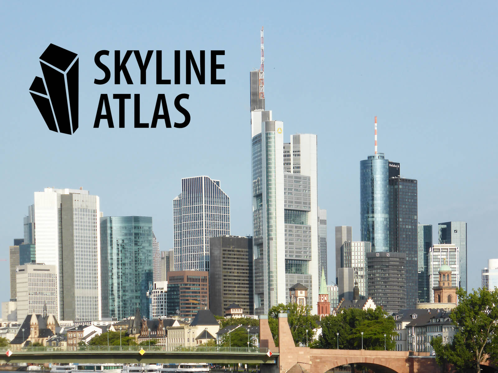 Frankfurter Skyline mit Schriftzug zum Skyline Atlas